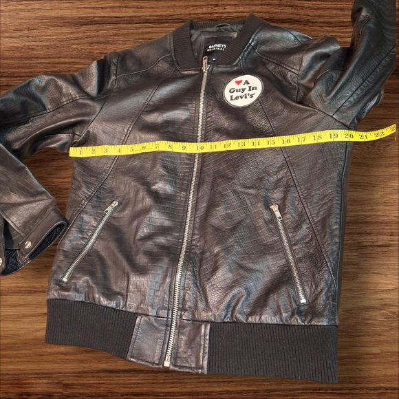 Barneys Originals Leather Jacket, Levi's Patch ❤️ A Guy In Levi's, Women Size S - Picture 14 of 16